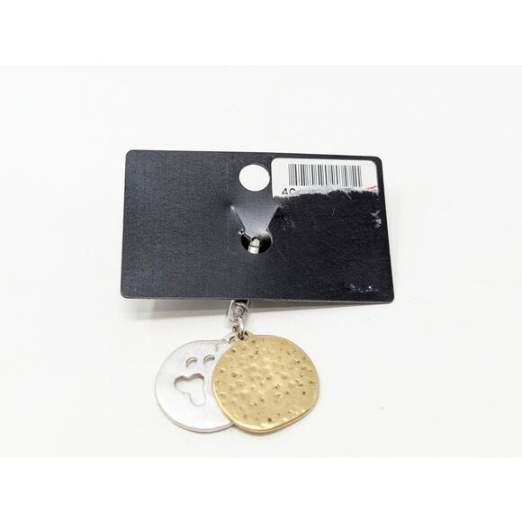 Chico's Zipper Charm Silver Gold Tone Paw Print Pet New - Picture 4 of 4
